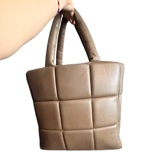 STAND STUDIO Assante Bag Sea Turtle Lamb Moss‎ Quilted Puffy Tote